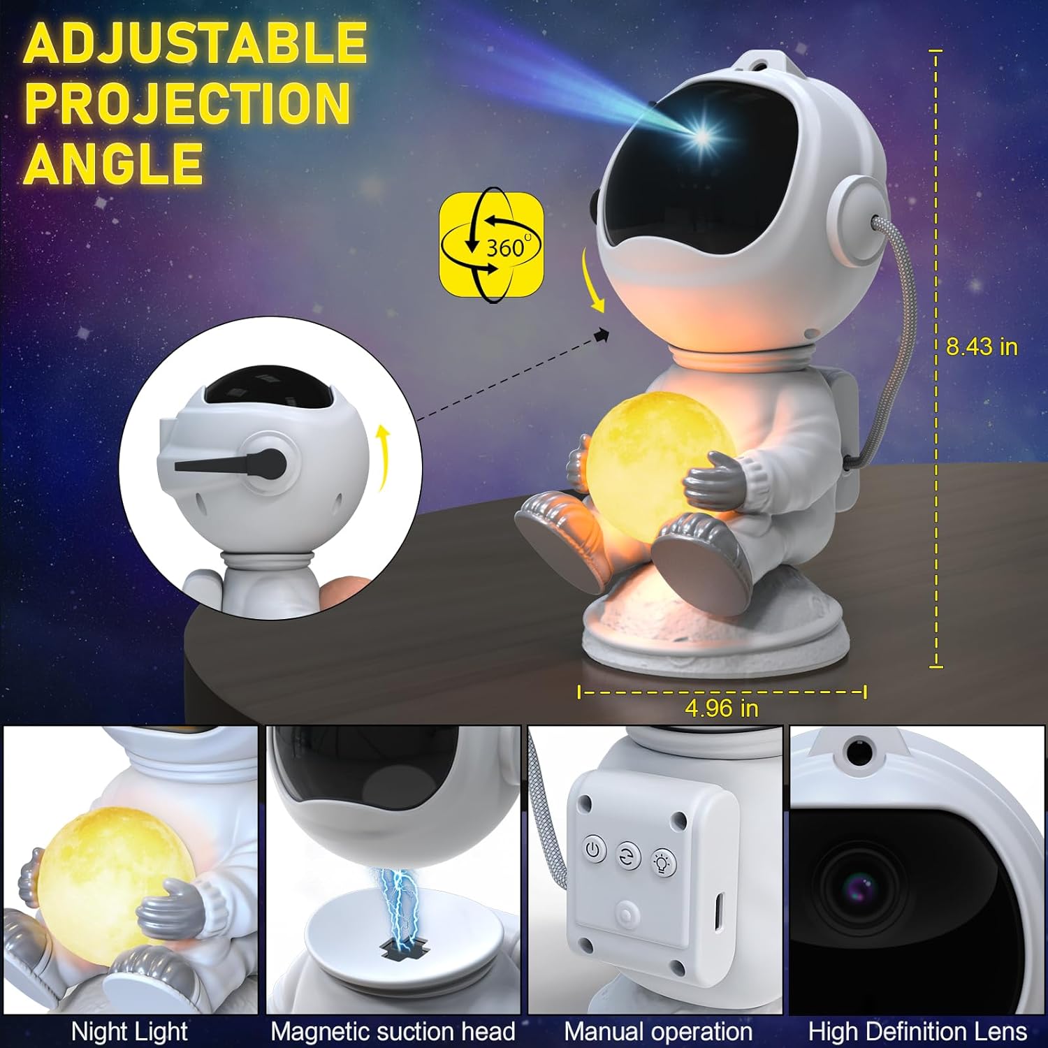 Astronaut Galaxy Projector with Moon Lamp