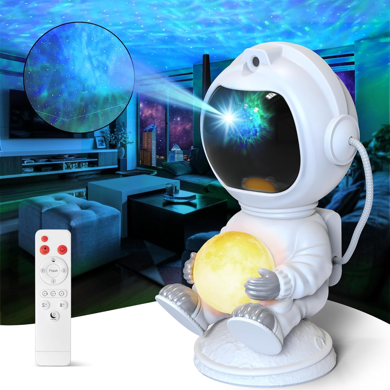 Astronaut Galaxy Projector with Moon Lamp