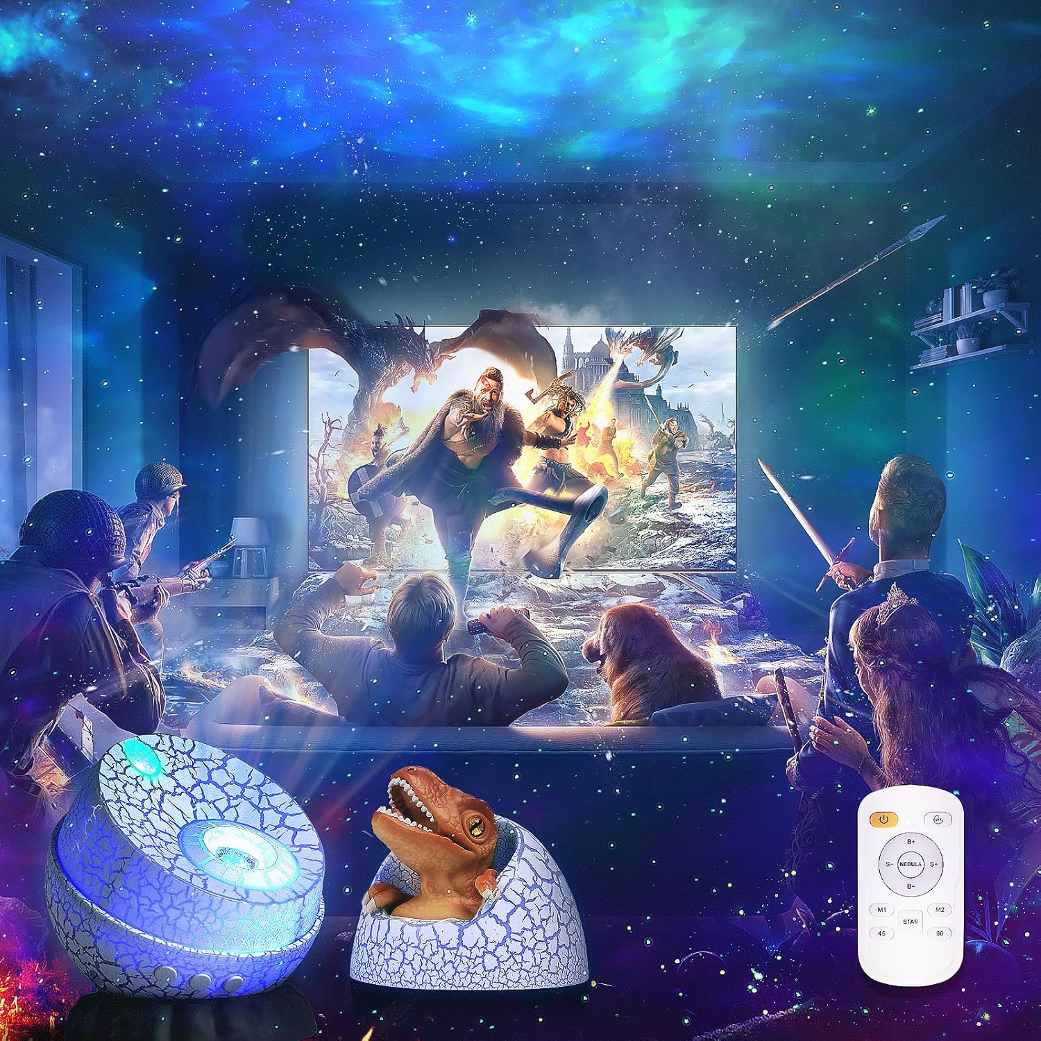 Dinosaur Egg Aurora Starry Ceiling Projection Light